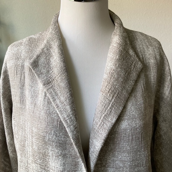 Eileen Fisher Beige Ivory 54% Cotton 26% Polyester Long Jacket size PS - Picture 2 of 12